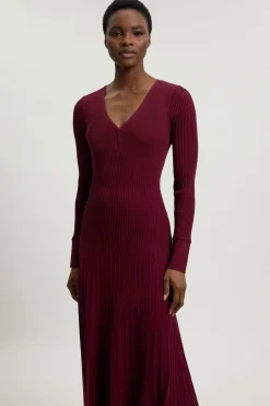 Robe Midi En Maille À Détails De Points Ajourés