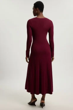 Robe Midi En Maille À Détails De Points Ajourés