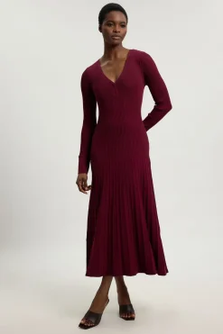 Robe Midi En Maille À Détails De Points Ajourés