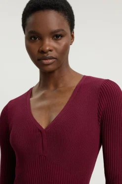 Robe Midi En Maille À Détails De Points Ajourés