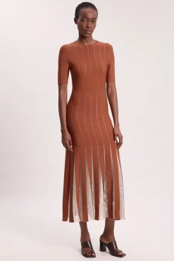 Robe midi en maille à jupe complète en fil de viscose mélangée