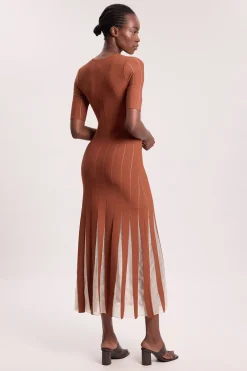 Robe midi en maille à jupe complète en fil de viscose mélangée