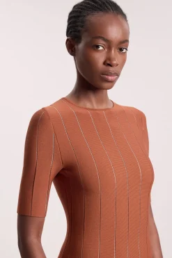 Robe midi en maille à jupe complète en fil de viscose mélangée