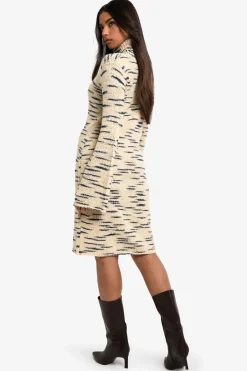 boohoo Robe midi en maille marle premium à col roulé<Femme Robes Mi-Longues|Robes À Manches Longues