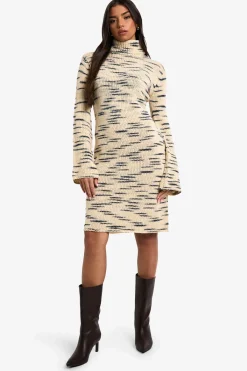 boohoo Robe midi en maille marle premium à col roulé<Femme Robes Mi-Longues|Robes À Manches Longues