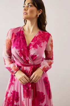 Wallis Robe Midi en Mesh Floral avec Lien en Satin<Femme Robes Mi-Longues|Satin Et Dentelle