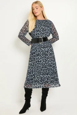 Robe Midi En Mesh Imprimé Léopard Petite Taille