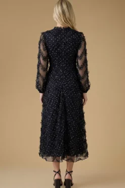 Robe Midi En Mesh Imprimé À Manches Longues