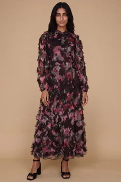 Oasis Robe Midi En Mesh Imprimé À Manches Longues Petite<Femme Robes Mi-Longues|Robes À Manches Longues