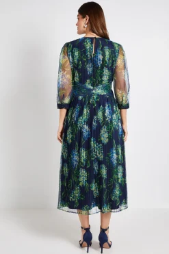 Wallis Robe Midi En Mesh Plissé Avec Détail Torsadé À La Taille<Femme Robes|Robes Mi-Longues