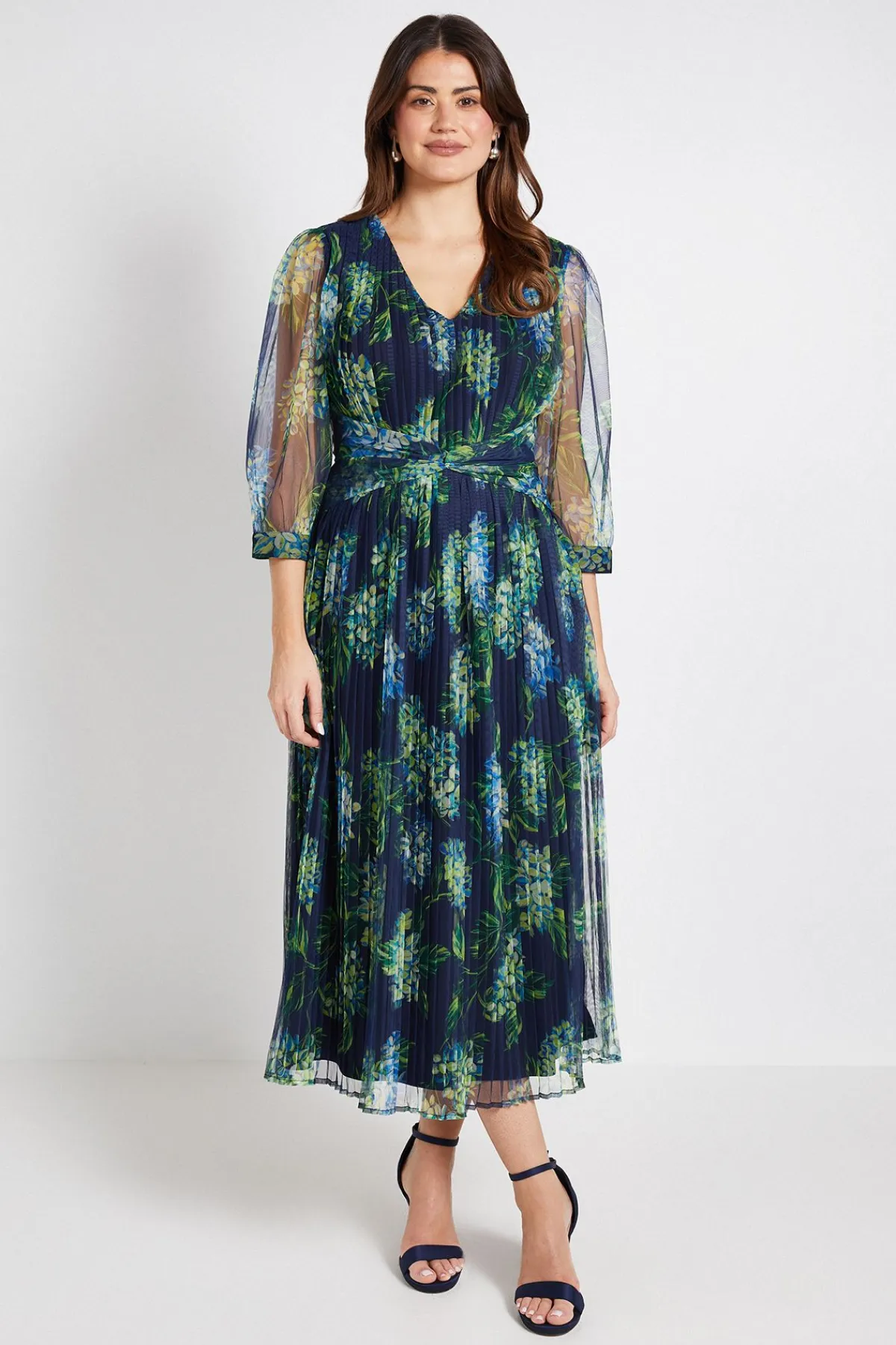 Wallis Robe Midi En Mesh Plissé Avec Détail Torsadé À La Taille<Femme Robes|Robes Mi-Longues