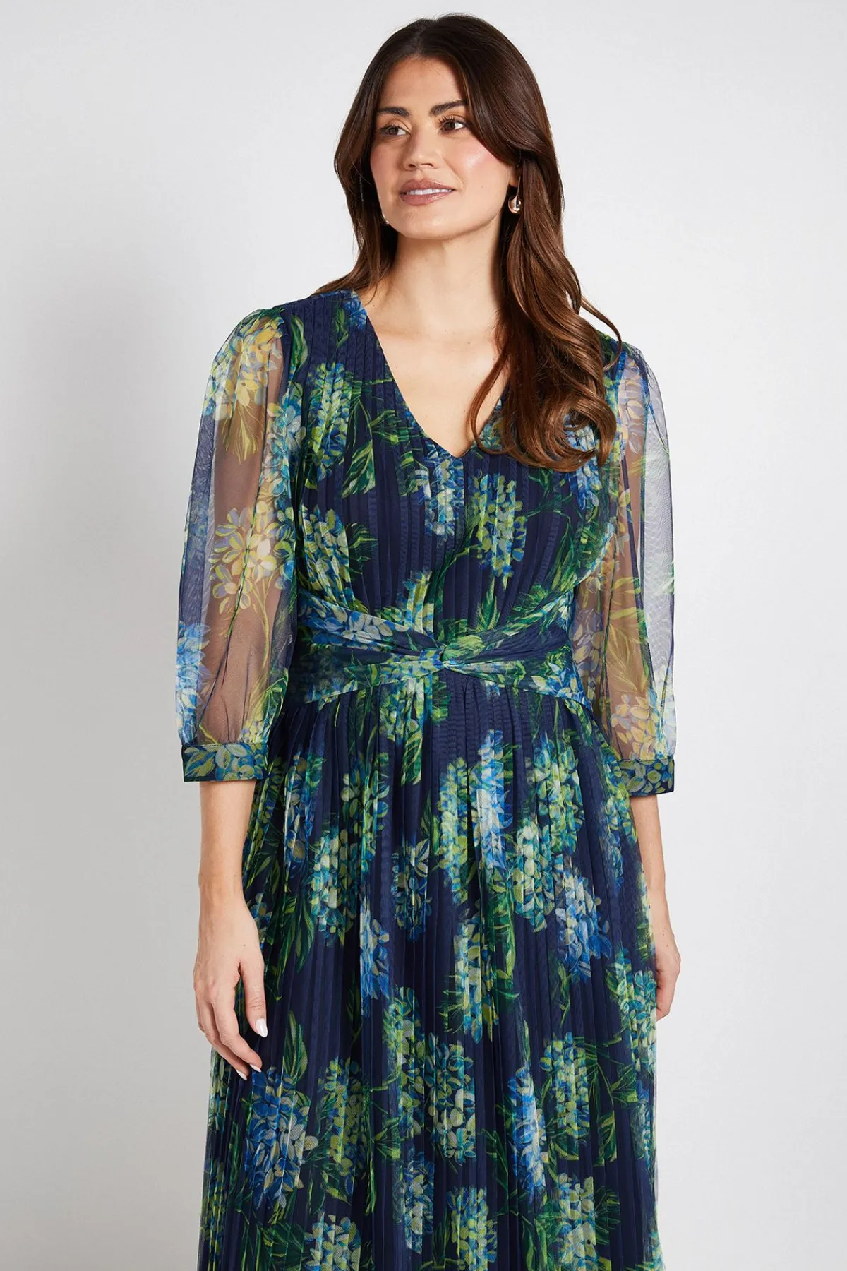 Wallis Robe Midi En Mesh Plissé Avec Détail Torsadé À La Taille<Femme Robes|Robes Mi-Longues