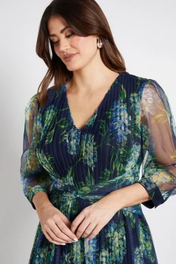 Wallis Robe Midi En Mesh Plissé Avec Détail Torsadé À La Taille<Femme Robes|Robes Mi-Longues