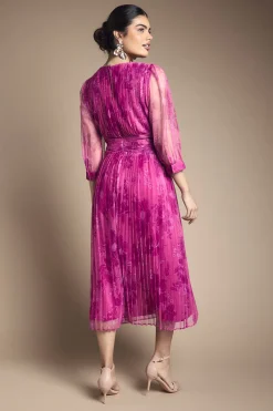 Wallis Robe Midi En Mesh Plissée Avec Torsade À La Taille<Femme Robes|Robes Mi-Longues