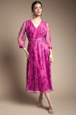 Wallis Robe Midi En Mesh Plissée Avec Torsade À La Taille<Femme Robes|Robes Mi-Longues