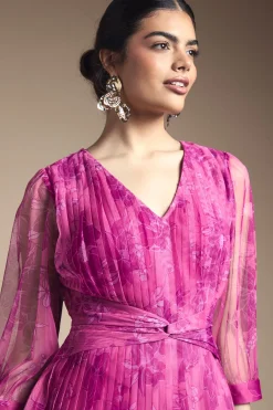 Wallis Robe Midi En Mesh Plissée Avec Torsade À La Taille<Femme Robes|Robes Mi-Longues