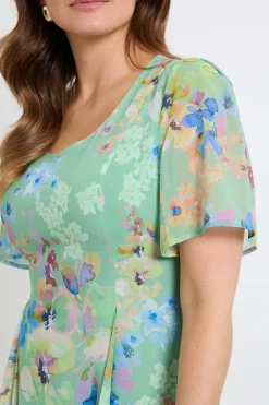 Robe Midi En Mousseline À Imprimé Fleuri
