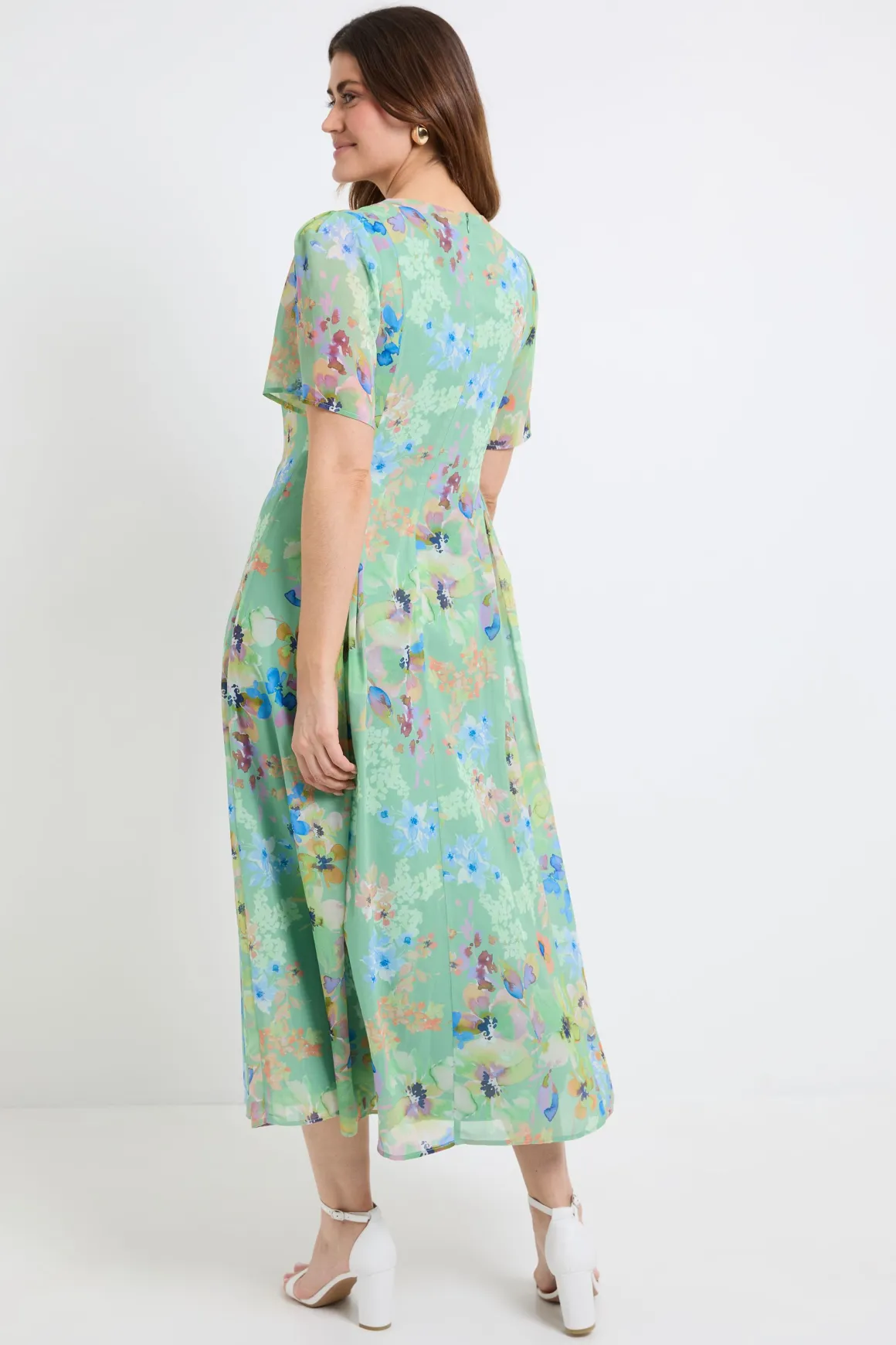 Robe Midi En Mousseline À Imprimé Fleuri