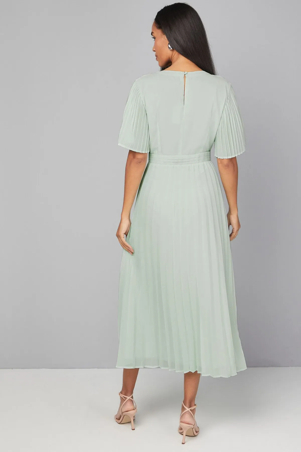 Wallis Robe Midi en Mousseline à Manches Plissées<Femme Toutes Les Robes|Robes Mi-Longues