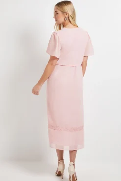 Wallis Robe Midi En Mousseline Petite Avec Insertions En Dentelle<Femme Robes Mi-Longues|Satin Et Dentelle