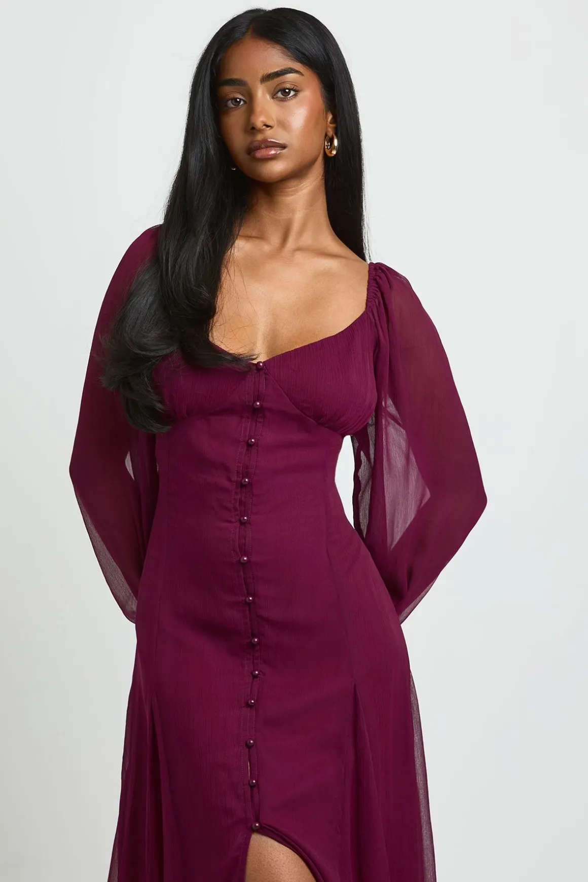 Robe Midi En Mousseline Texturée À Ourlet Godets