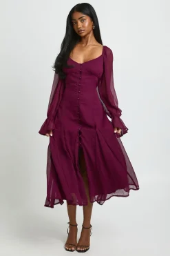 Robe Midi En Mousseline Texturée À Ourlet Godets