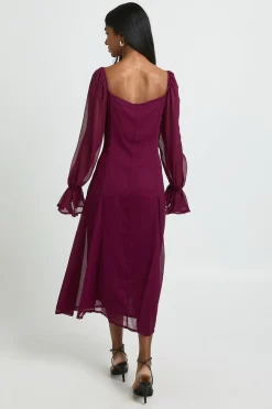 Robe Midi En Mousseline Texturée À Ourlet Godets