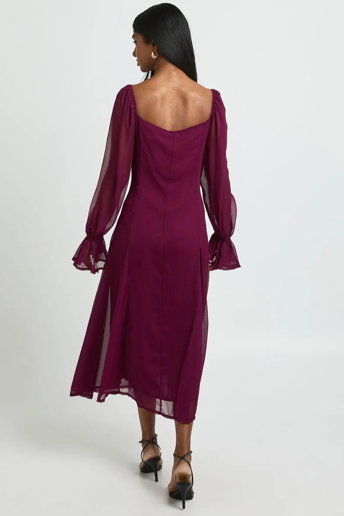 Robe Midi En Mousseline Texturée À Ourlet Godets