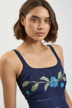 Robe Midi En Organdi Avec Détails Brodés