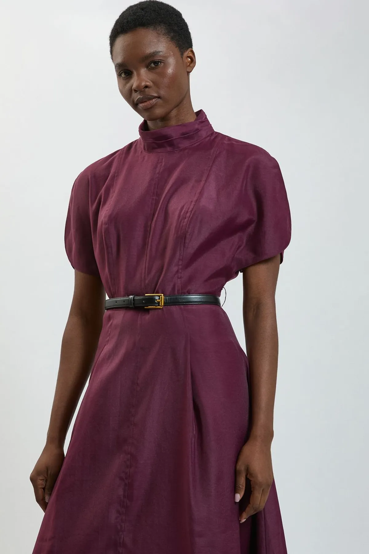 KarenMillen Robe Midi En Organza À Col Montant<Femme Robes|Robes Mi-Longues