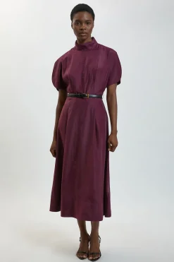 KarenMillen Robe Midi En Organza À Col Montant<Femme Robes|Robes Mi-Longues