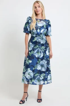 Wallis Robe Midi En Organza Fleuri À Manches Bouffantes Petite<Femme Robes|Robes Mi-Longues
