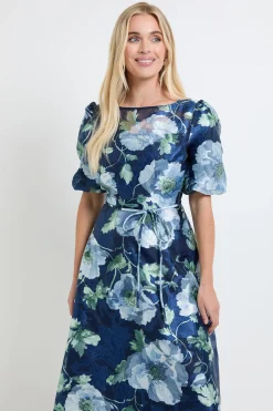 Wallis Robe Midi En Organza Fleuri À Manches Bouffantes Petite<Femme Robes|Robes Mi-Longues