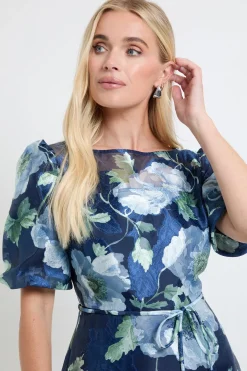 Wallis Robe Midi En Organza Fleuri À Manches Bouffantes Petite<Femme Robes|Robes Mi-Longues