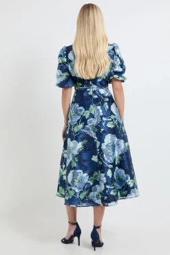 Wallis Robe Midi En Organza Fleuri À Manches Bouffantes Petite<Femme Robes|Robes Mi-Longues
