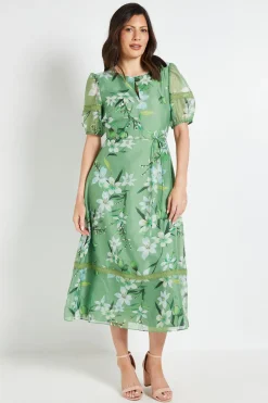 Wallis Robe Midi En Organza Floral Avec Inserts En Dentelle<Femme Toutes Les Robes|Robes Mi-Longues