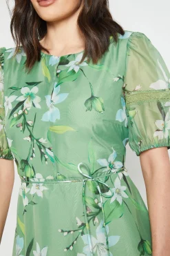 Wallis Robe Midi En Organza Floral Avec Inserts En Dentelle<Femme Toutes Les Robes|Robes Mi-Longues