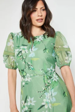 Wallis Robe Midi En Organza Floral Avec Inserts En Dentelle<Femme Toutes Les Robes|Robes Mi-Longues
