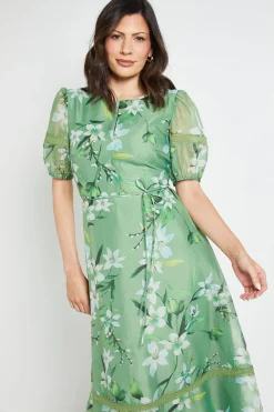 Wallis Robe Midi En Organza Floral Avec Inserts En Dentelle<Femme Toutes Les Robes|Robes Mi-Longues