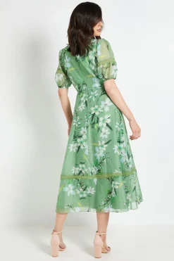 Wallis Robe Midi En Organza Floral Avec Inserts En Dentelle<Femme Toutes Les Robes|Robes Mi-Longues
