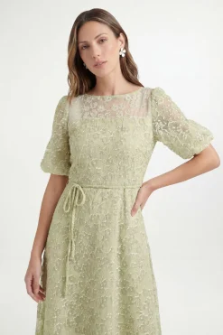 Robe Midi En Organza Floral Dévoré Petite Taille