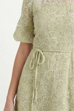 Robe Midi En Organza Floral Dévoré Petite Taille