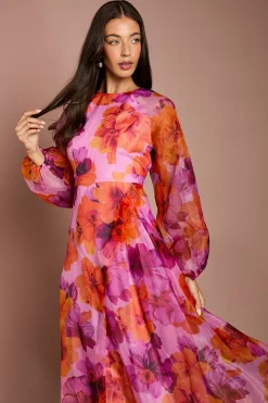Coast Robe Midi En Organza À Manches Bouffantes Et Taille Portefeuille<Femme Robes Mi-Longues|Robes À Manches Longues