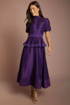 Coast Robe Midi En Organza À Manches Bouffantes Avec Détails De Fleurs 3D<Femme Robes Mi-Longues|Robes
