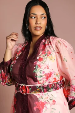 Robe Midi En Organza À Manches Longues Avec Ceinture