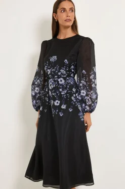 Wallis Robe Midi En Organza À Motif Floral Placé<Femme Robes Mi-Longues|Robes À Manches Longues