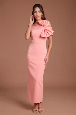 Robe Midi En Organza À Épaules Dénudées Avec Nœud
