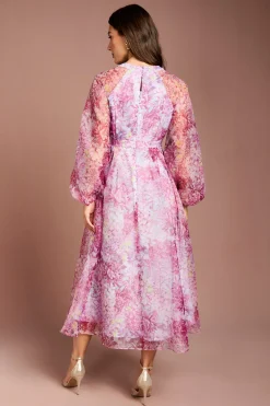 Coast Robe Midi En Organza À Taille Croisée Et Manches Bouffantes<Femme Robes Mi-Longues|Robes À Manches Longues