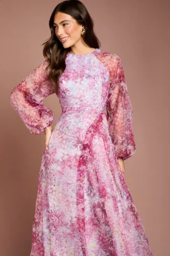 Coast Robe Midi En Organza À Taille Croisée Et Manches Bouffantes<Femme Robes Mi-Longues|Robes À Manches Longues