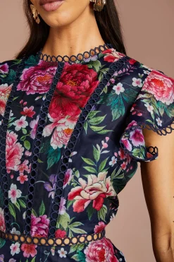 Coast Robe Midi En Organza À Volants Avec Finitions En Dentelle<Femme Toutes Les Robes|Robes Mi-Longues